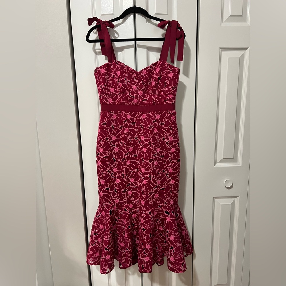 J.Crew Pink Eyelet Midi Dress w/ Flounce Hem (Size 6) - Picture 2 of 12